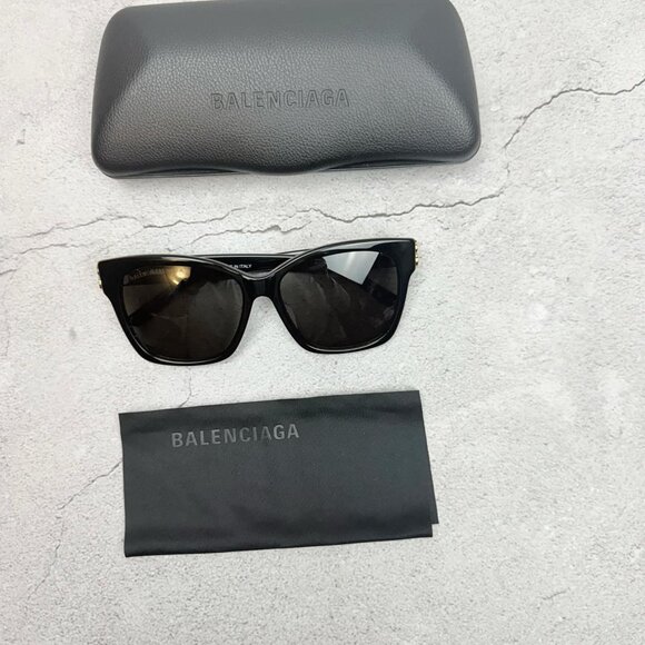 Balenciaga Womens Square Sunglasses, BB0102SA 001 57 Black Grey - Picture 3 of 9